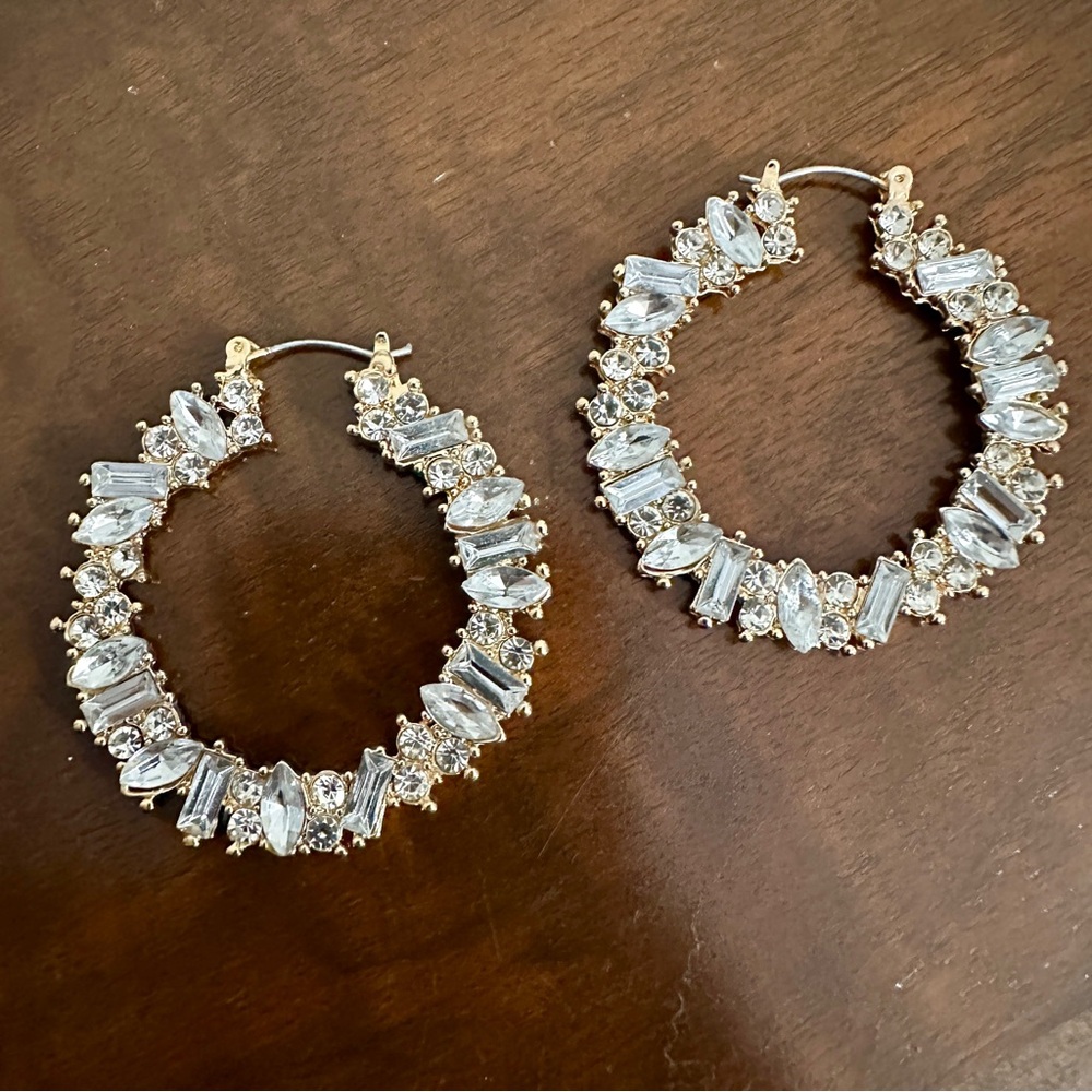 Cato Gold and Silver Crystal Hoop Earrings